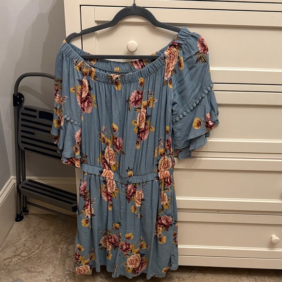 Xhilaration Pants - Xhilaration Blue Floral Jumpsuit